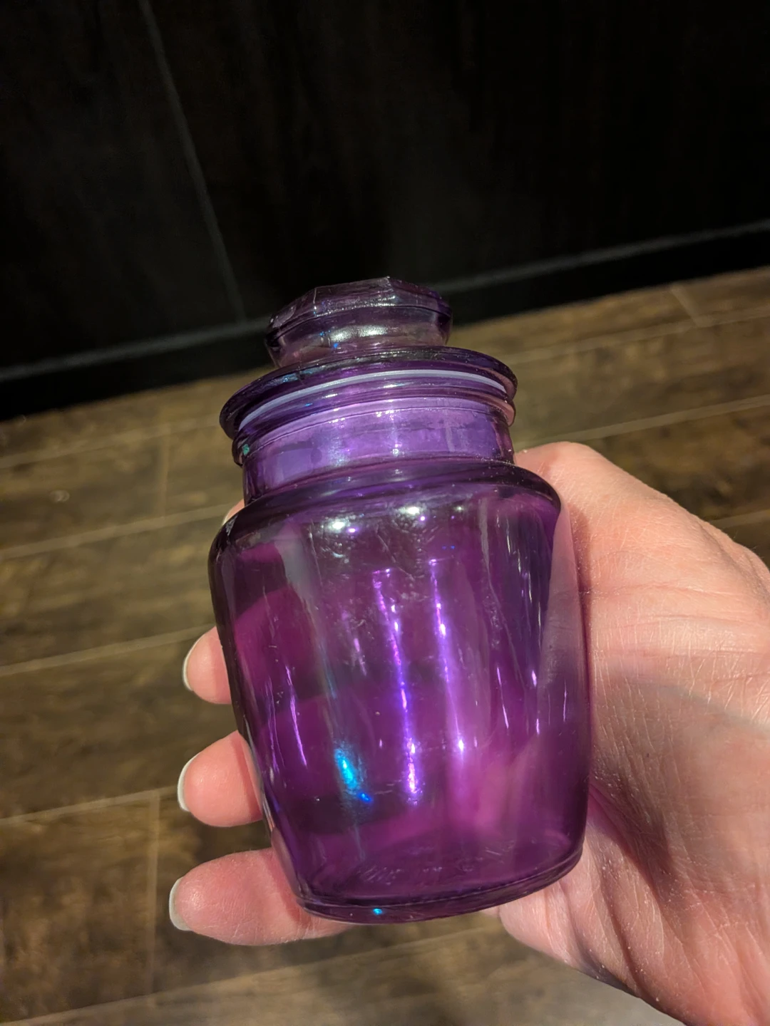 Purple Glass Jar with Lid