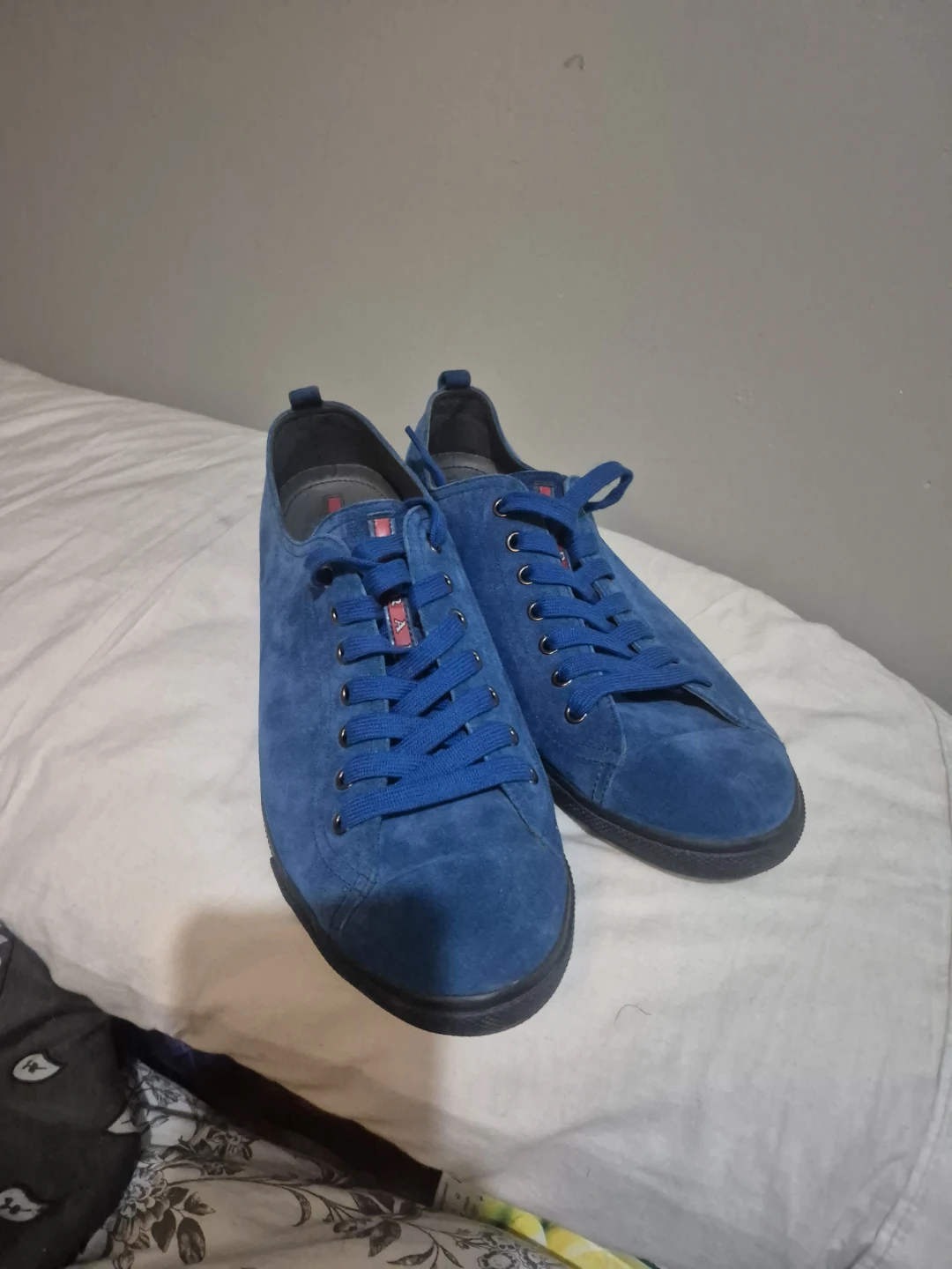 Prada Blue Suede Lace-Up Sneakers