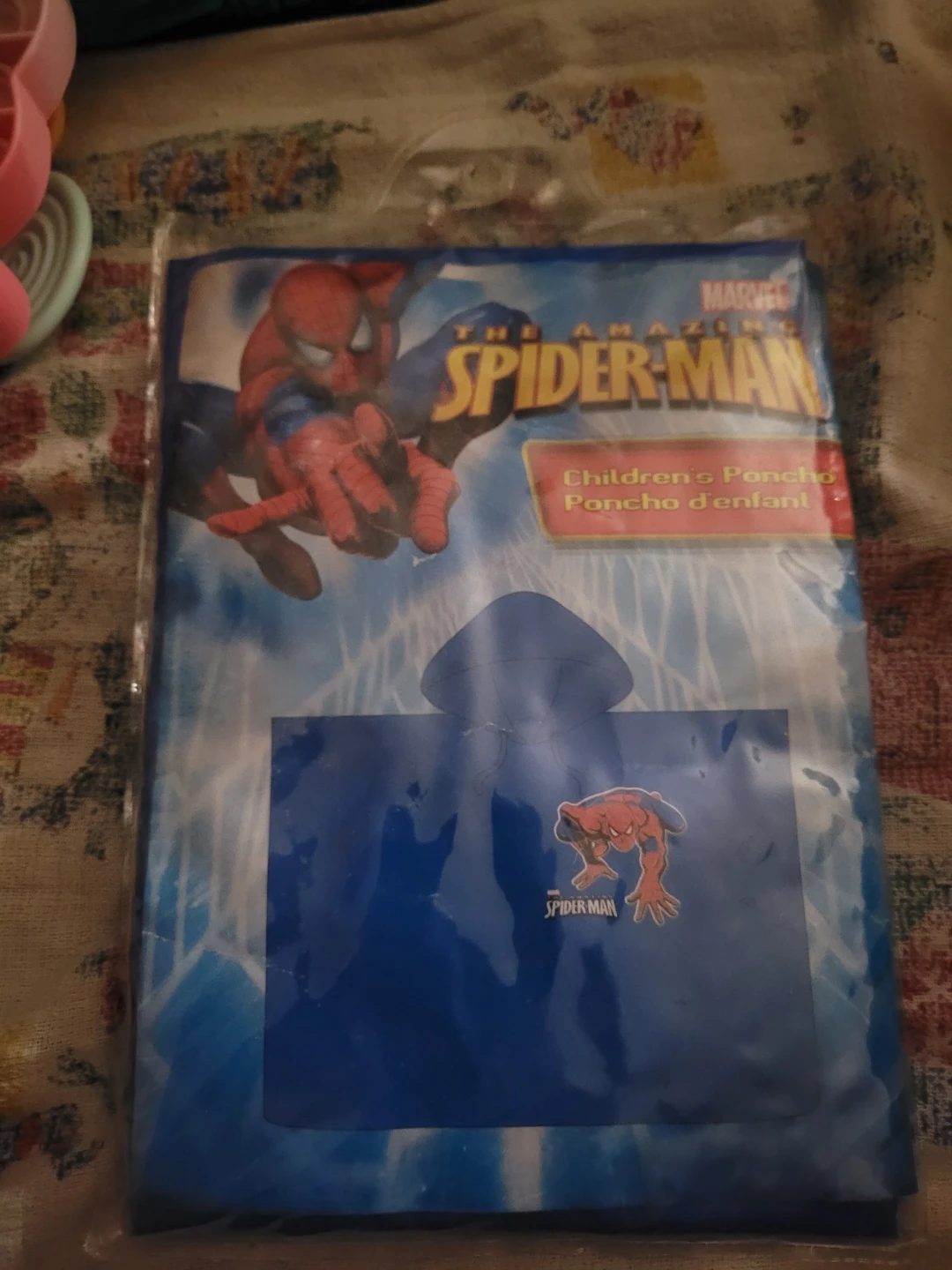 Marvel Spider-Man children's blue raincoat poncho.