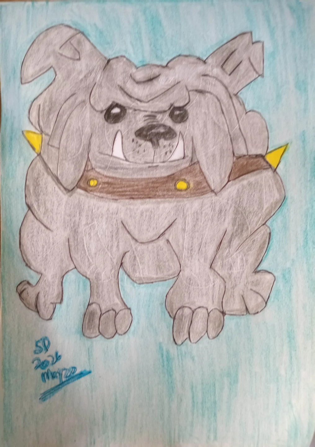 LIGHT Blue Background: Dog Cartoon by Custom Artist Sherwin