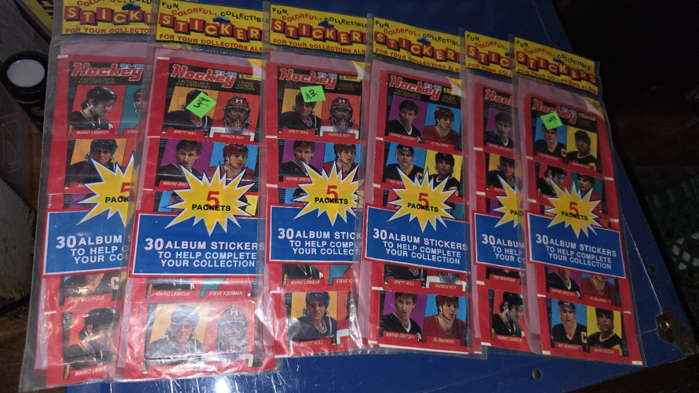Lot of 6 Unopened 1991-92 Hockey Sticker Packs