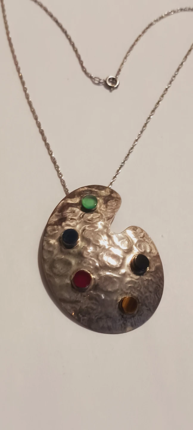 Sterling Silver 925 Artist Palette Pendant with 925  Necklace - photo 3