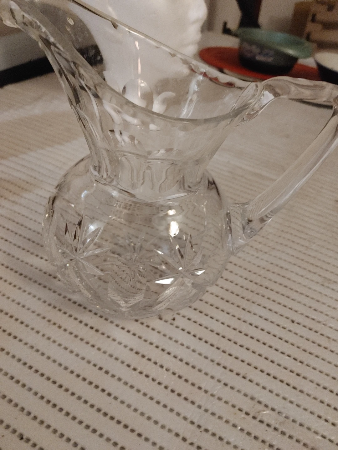 Crystal Pitcher with Starburst Pattern