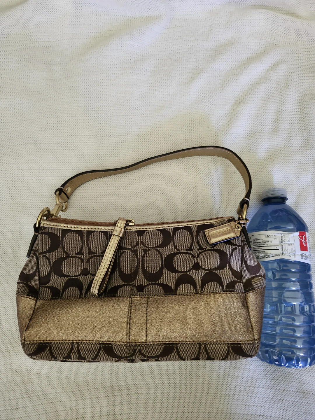 Coach Signature Pattern Wristlet Bag