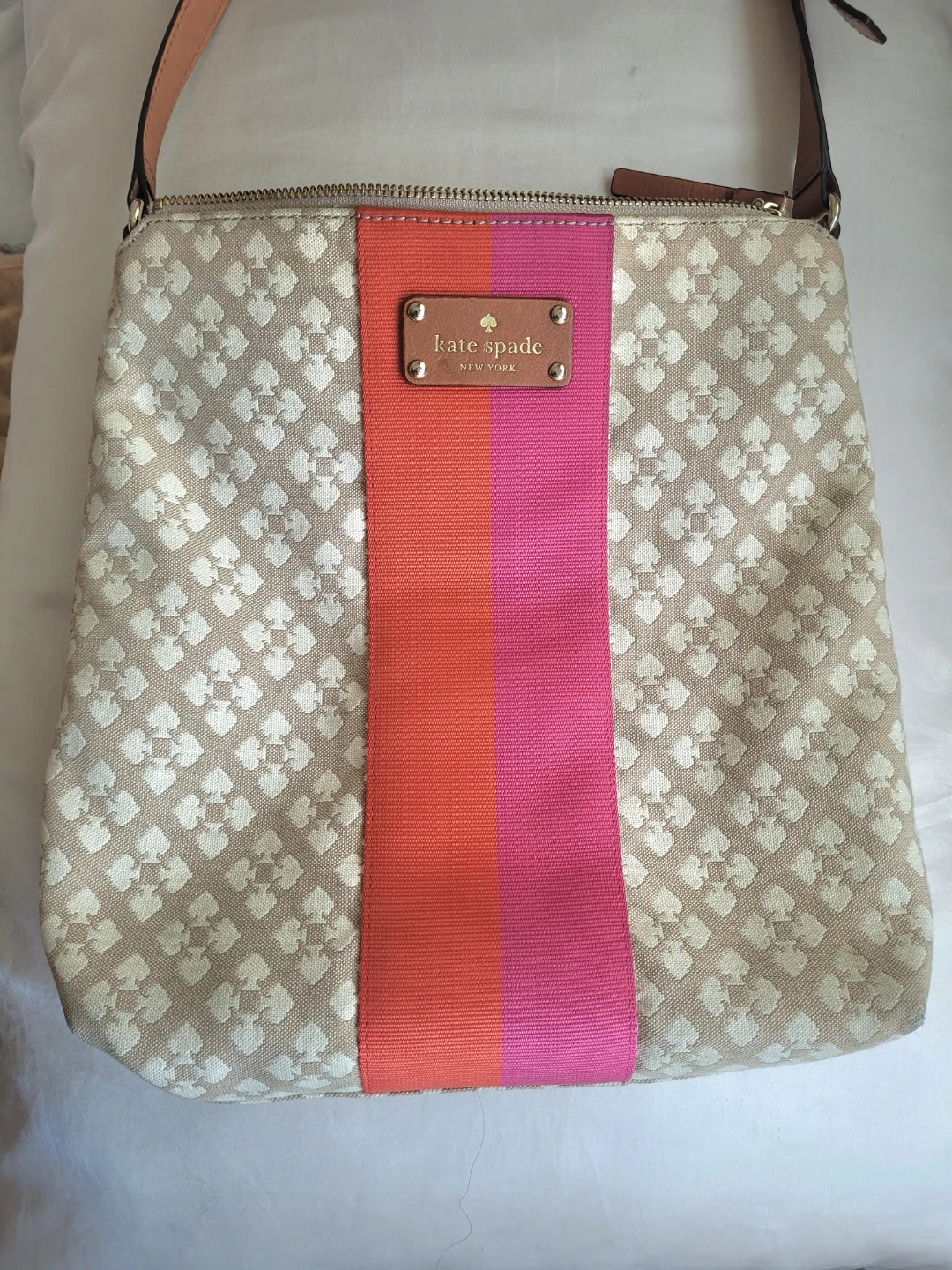 Kate Spade New York cream Striped Crossbody Bag