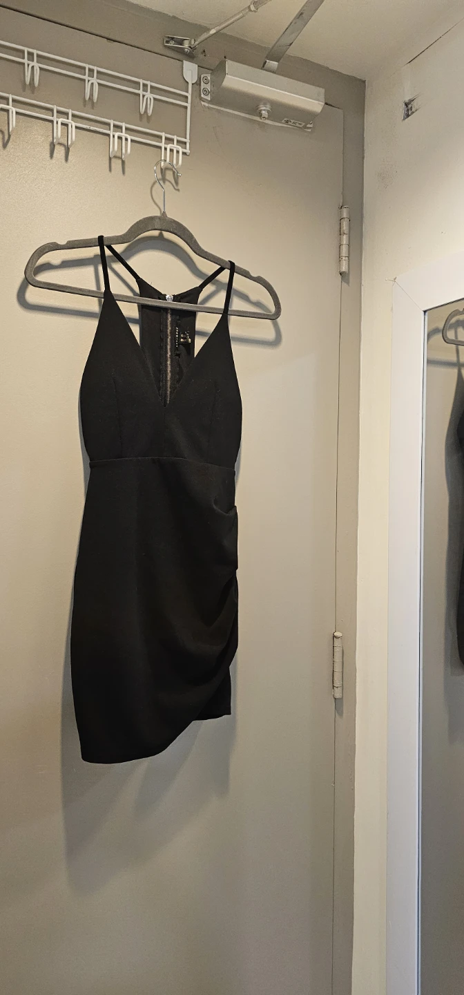 Black Ruched Bodycon Dress