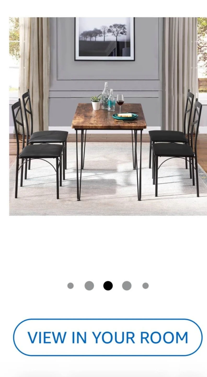 4-Piece Dining Table Set with 4 Metal Frame Chairs - photo 2