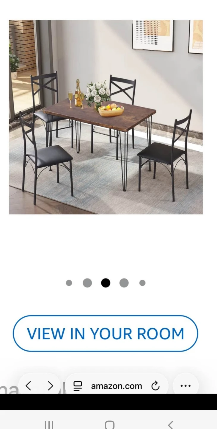 4-Piece Dining Table Set with 4 Metal Frame Chairs - photo 3