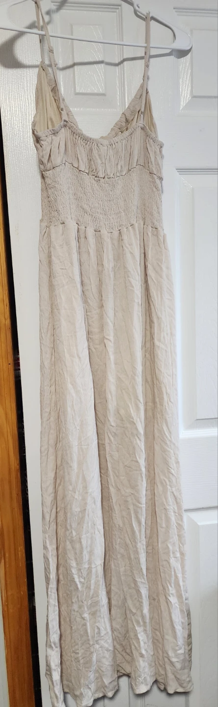 Icon Apparel Women's Smocked Maxi Dress - Tan - Size L