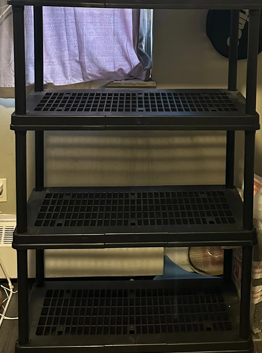 Black 4-Tier Plastic Shelving Unit