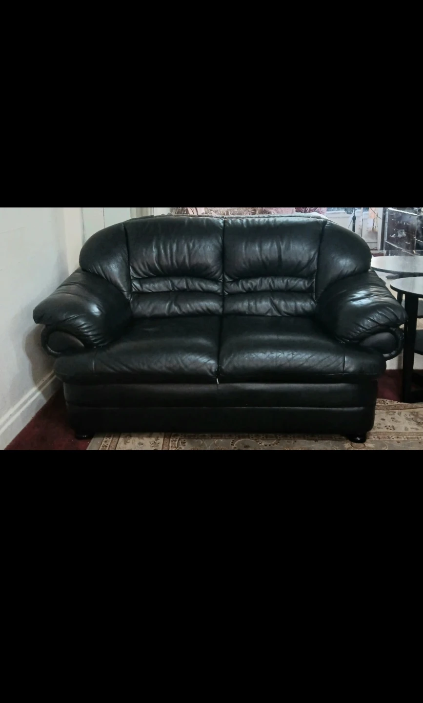 Black Leather Loveseat Sofa