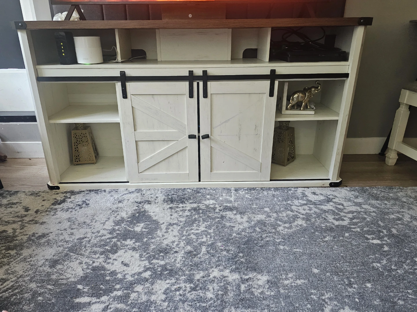 White Farmhouse Barn Door TV Stand - photo 2