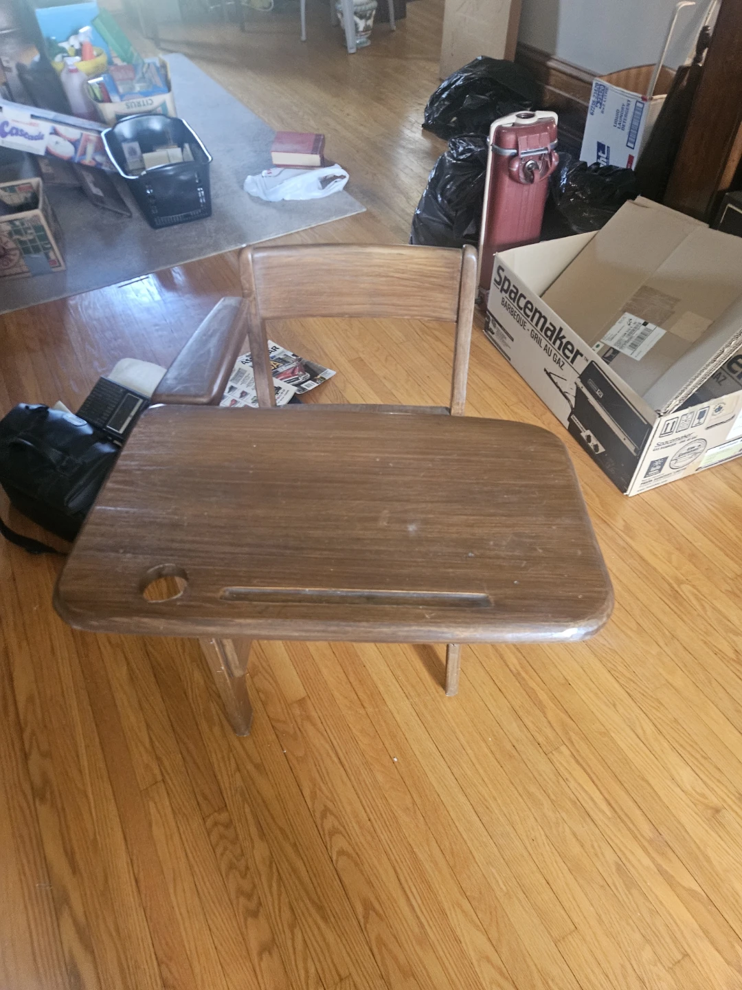 Vintage Wooden School Desk with Chair