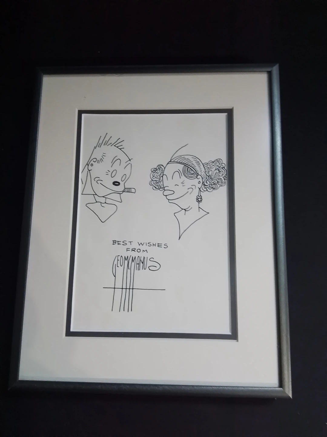 George McManus Original Signed Ink Sketch – Jiggs & Maggie