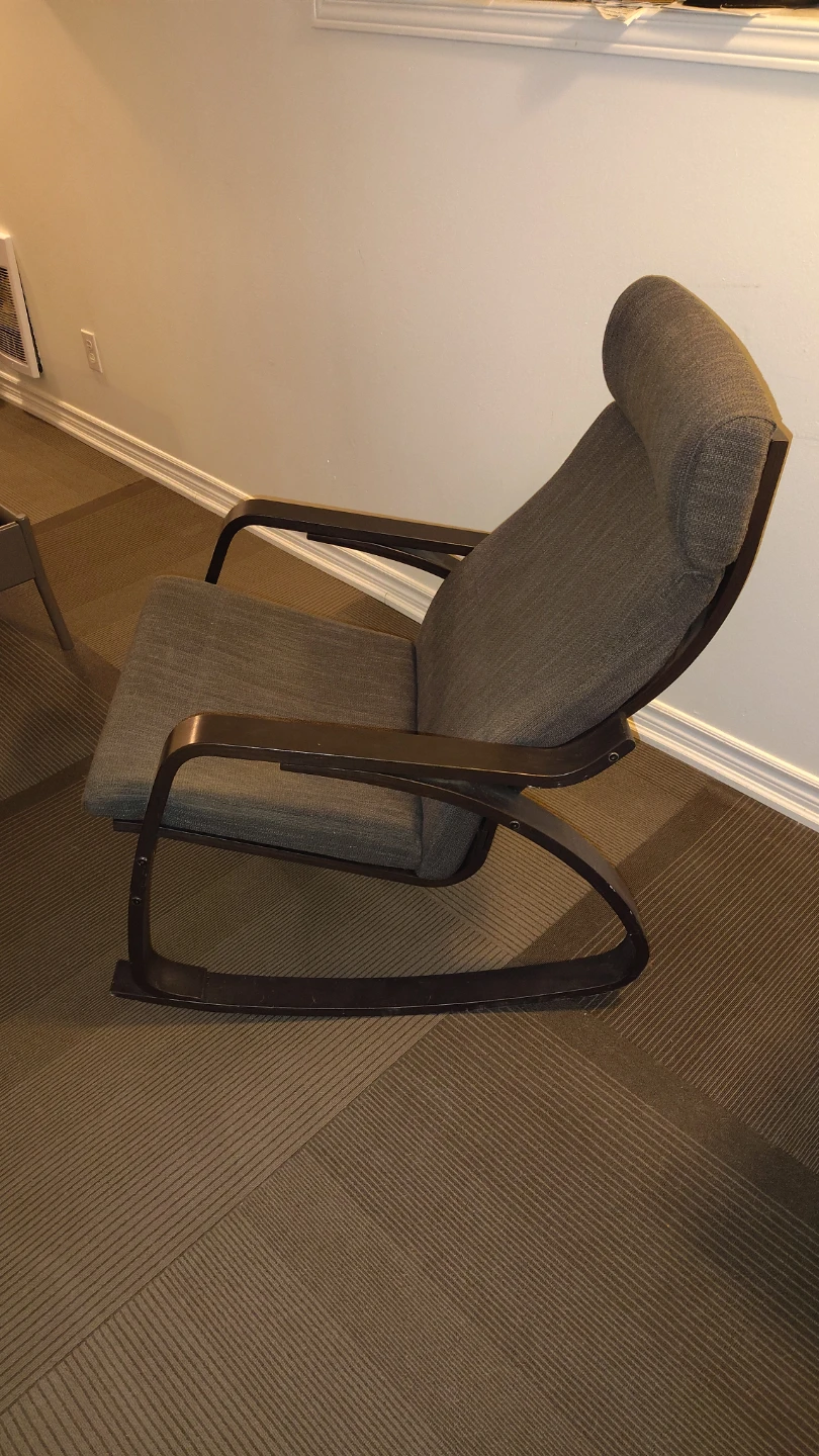 Grey Fabric Rocking Chair with Dark Wood Frame - photo 2
