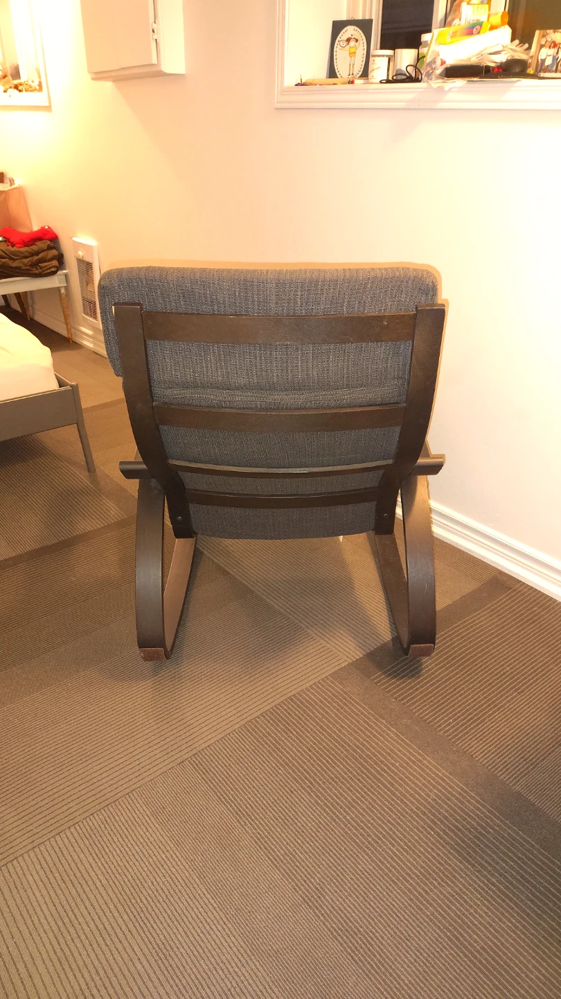 Grey Fabric Rocking Chair with Dark Wood Frame - photo 3