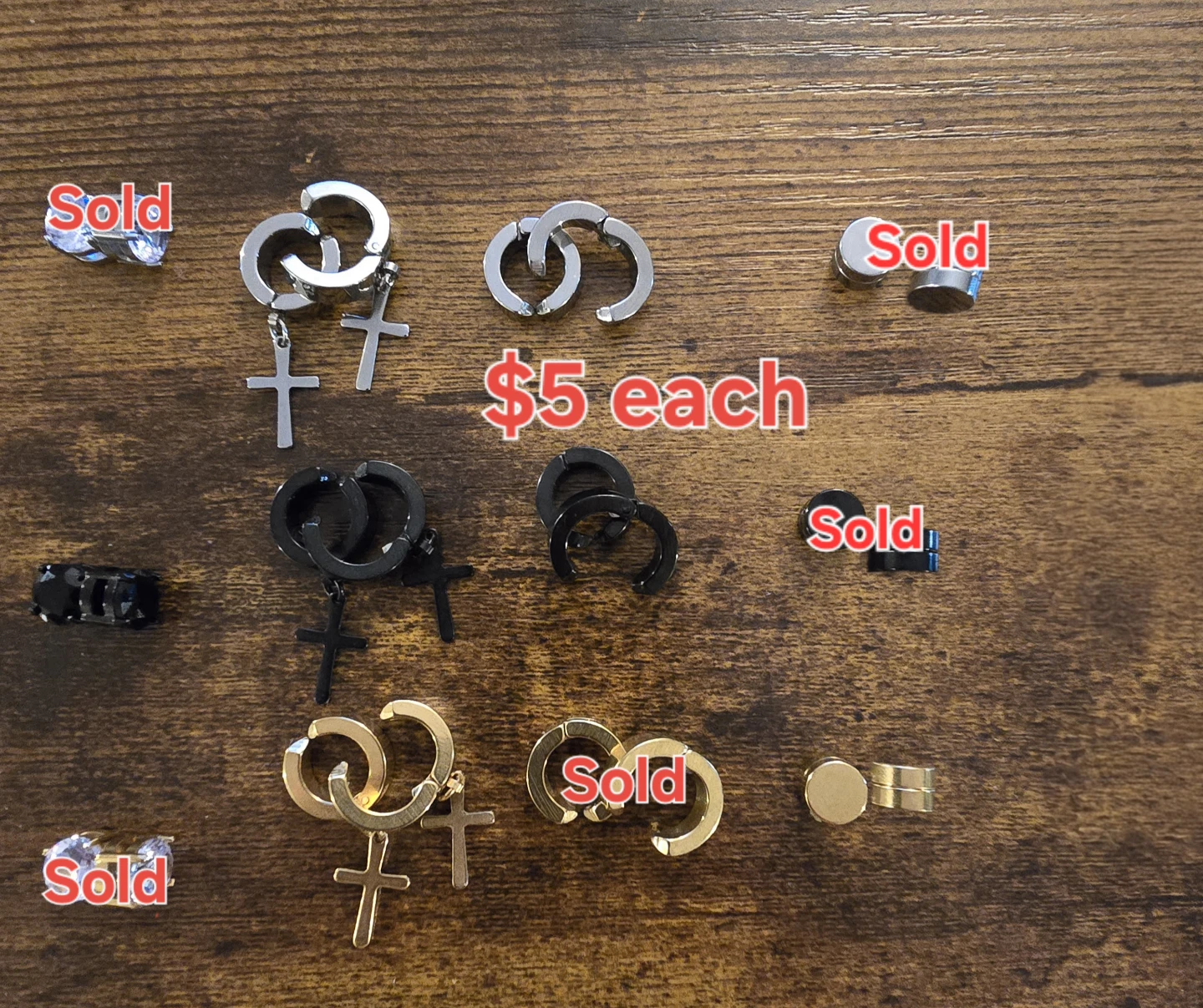 $5 each:Clip On&Magnetic Earrings (Gold/Silver/Diamond)