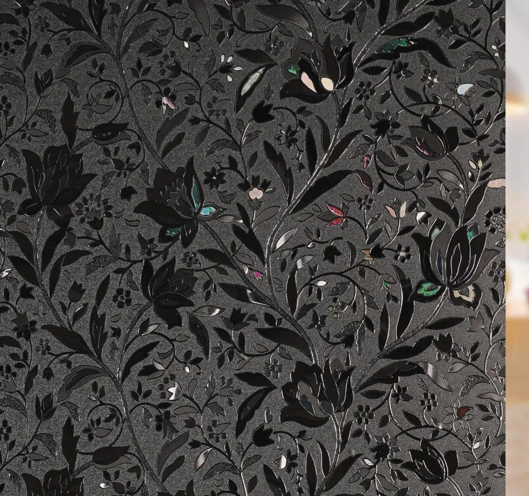 Frosted Privacy Window Film Removable Floral Design 17.5"×78.7"