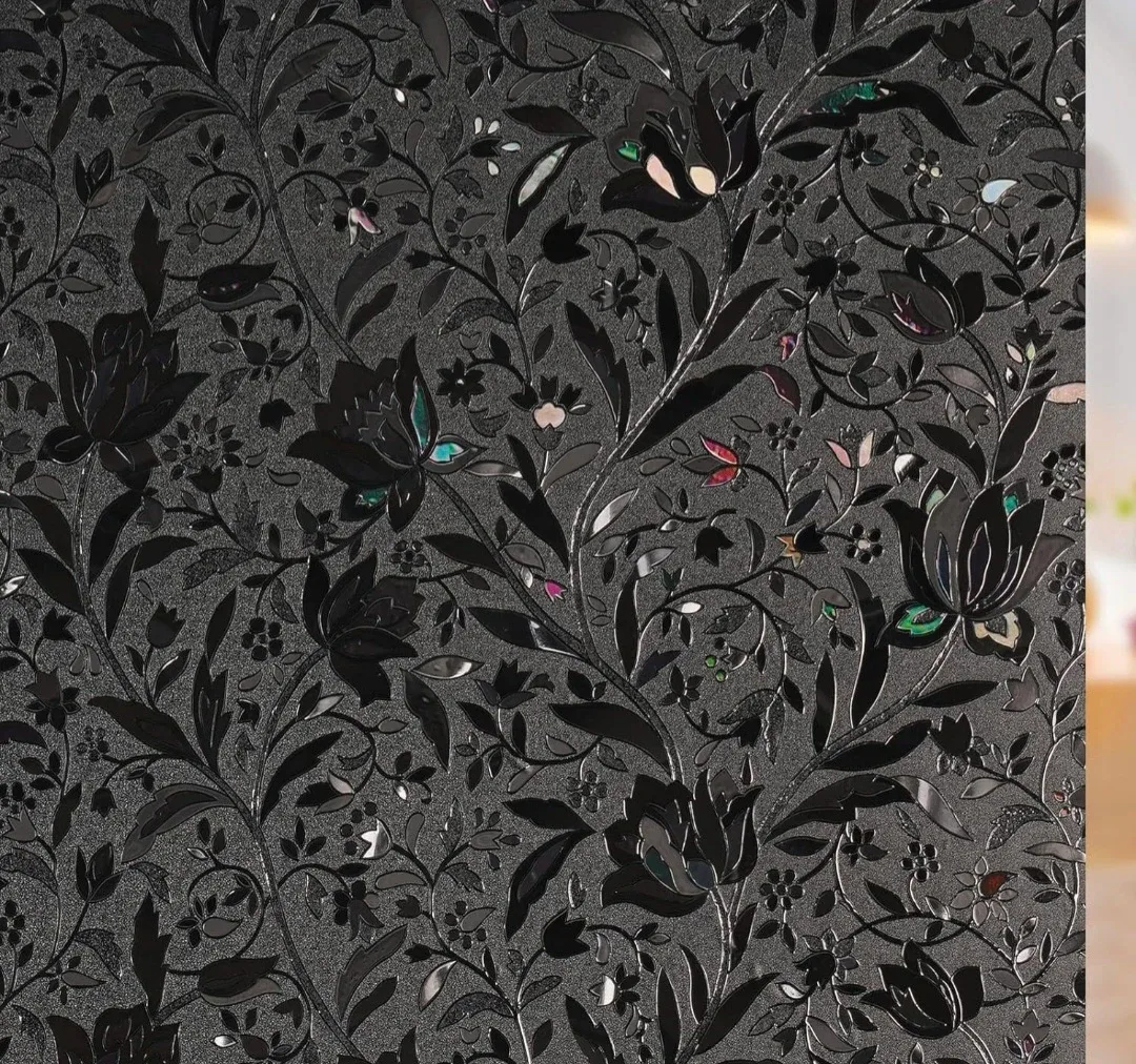 Frosted Privacy Window Film Removable Floral Design 17.5"×78.7"