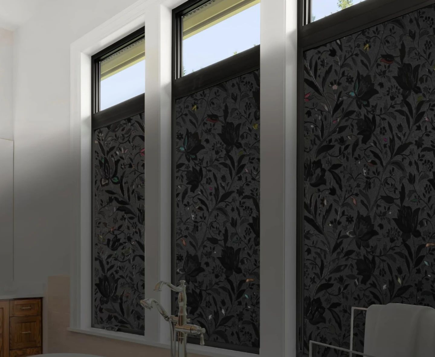 Frosted Privacy Window Film Removable Floral Design 17.5"×78.7" - photo 5