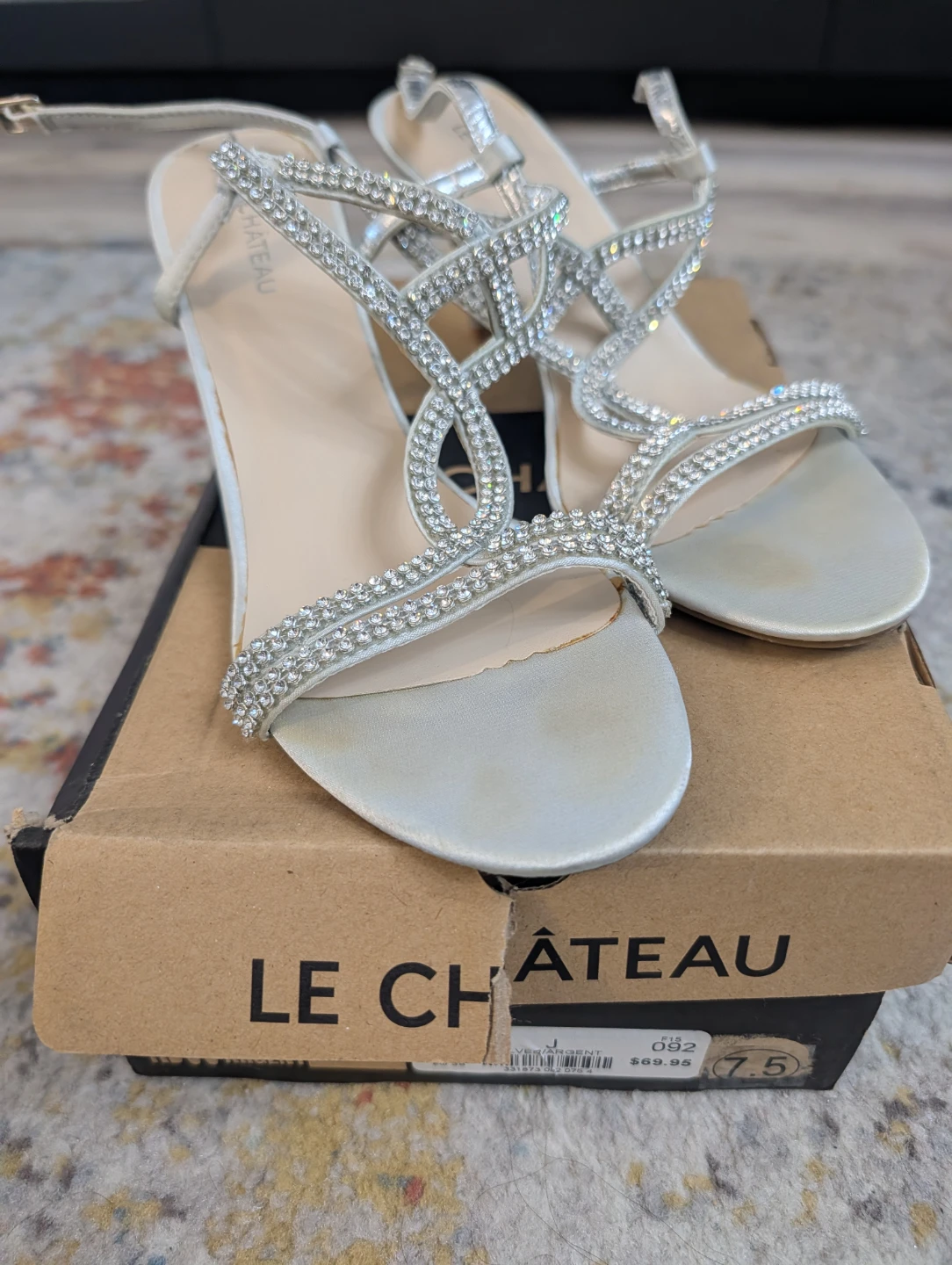 Le Château Embellished Silver Heels - Size 7.5 - photo 3
