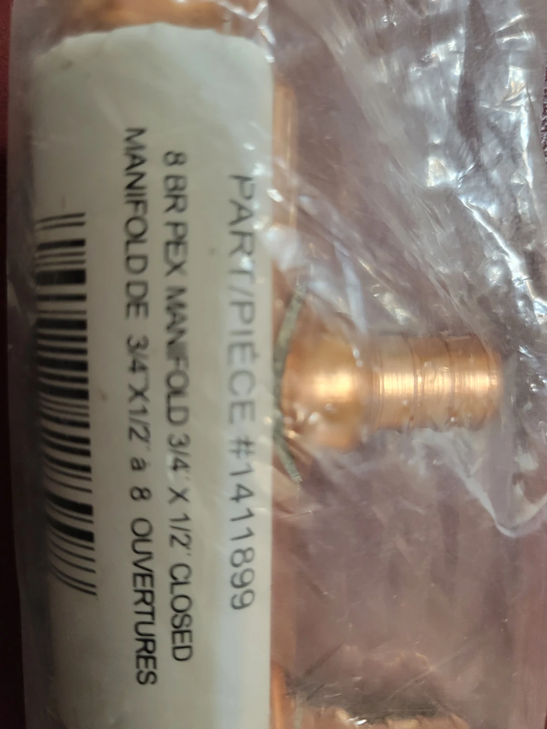 PEX Manifold 3/4" X 1/2" Closed 8 Port