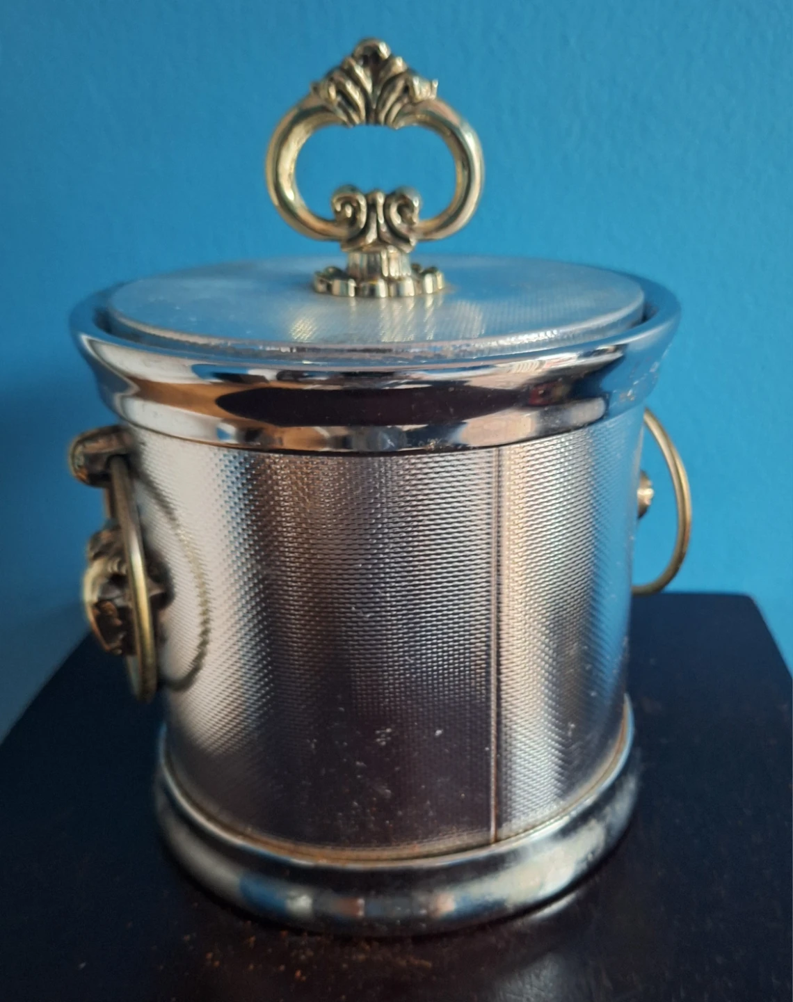Vintage Silver Tone Ice Bucket with Ram Head Detail - photo 3