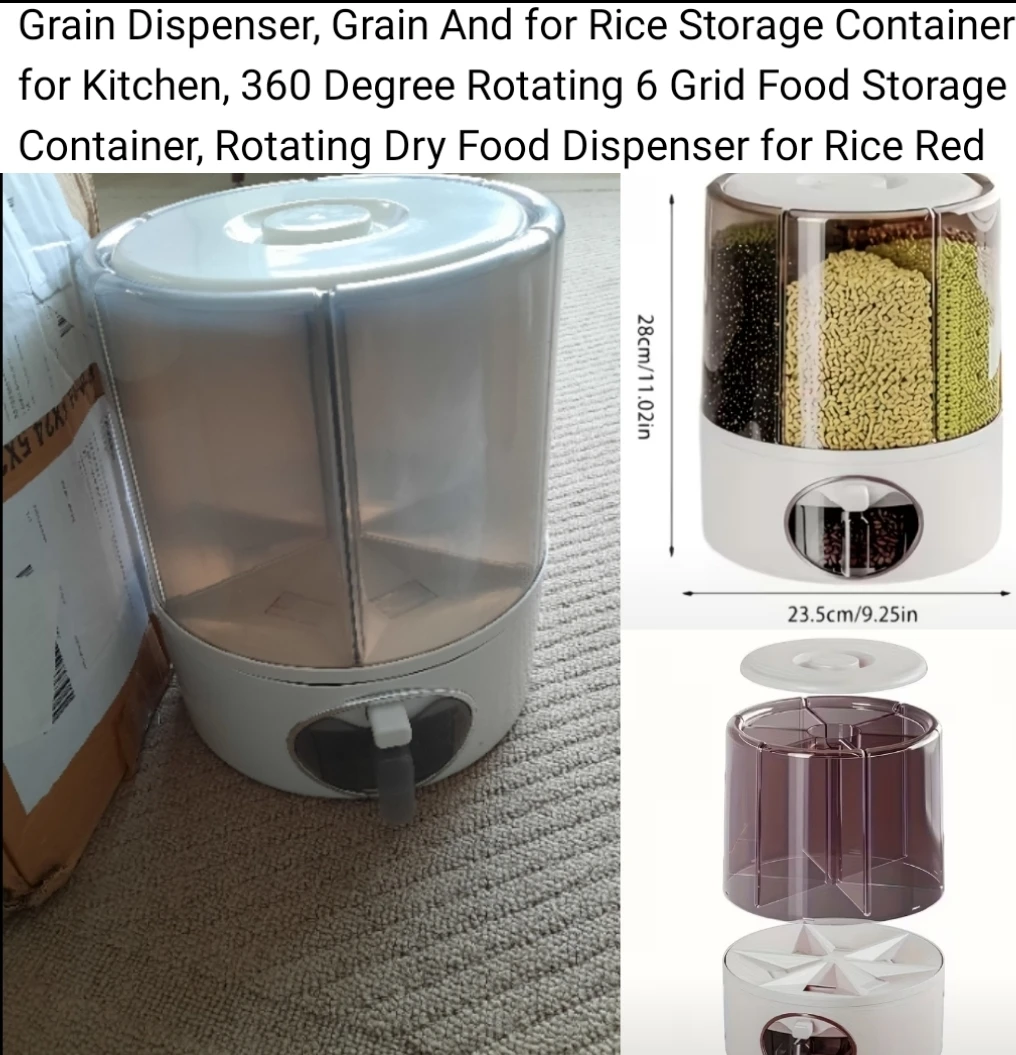 Rotating 6 Grid Grain Dispenser - White