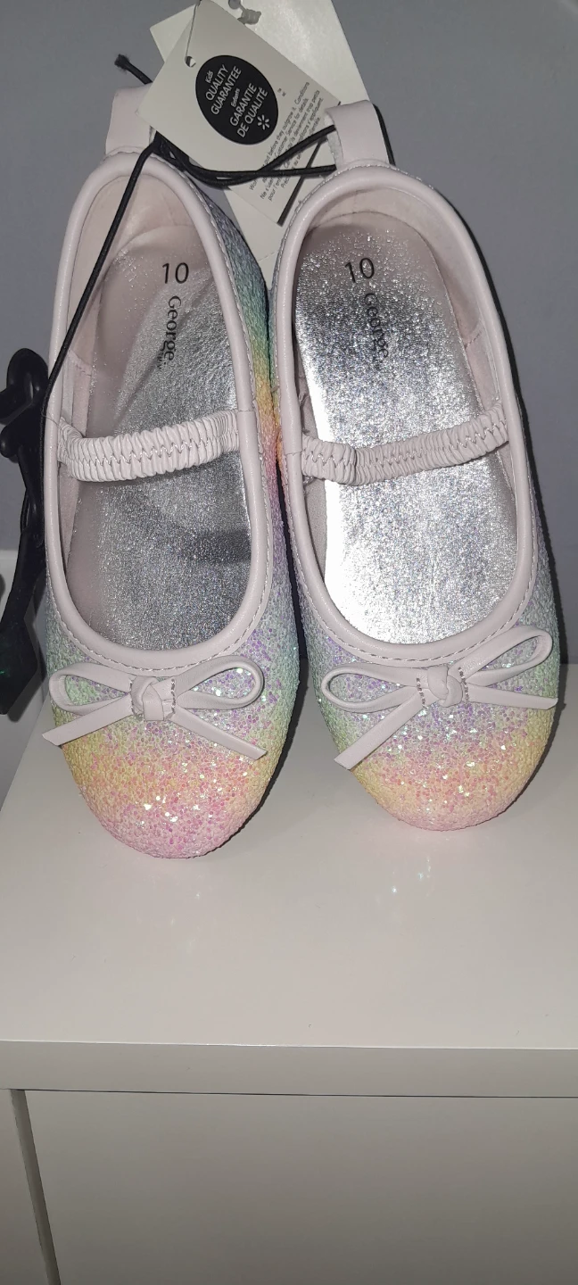 George Girls Rainbow Sequin Ballet Flats Size 10