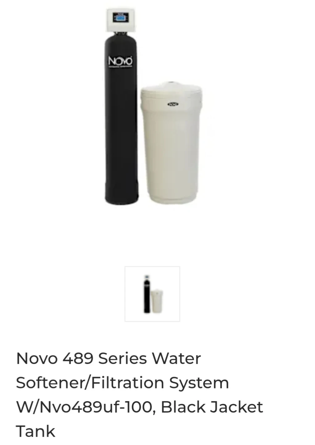 Novo 489 Series Water Softener/Filtration System