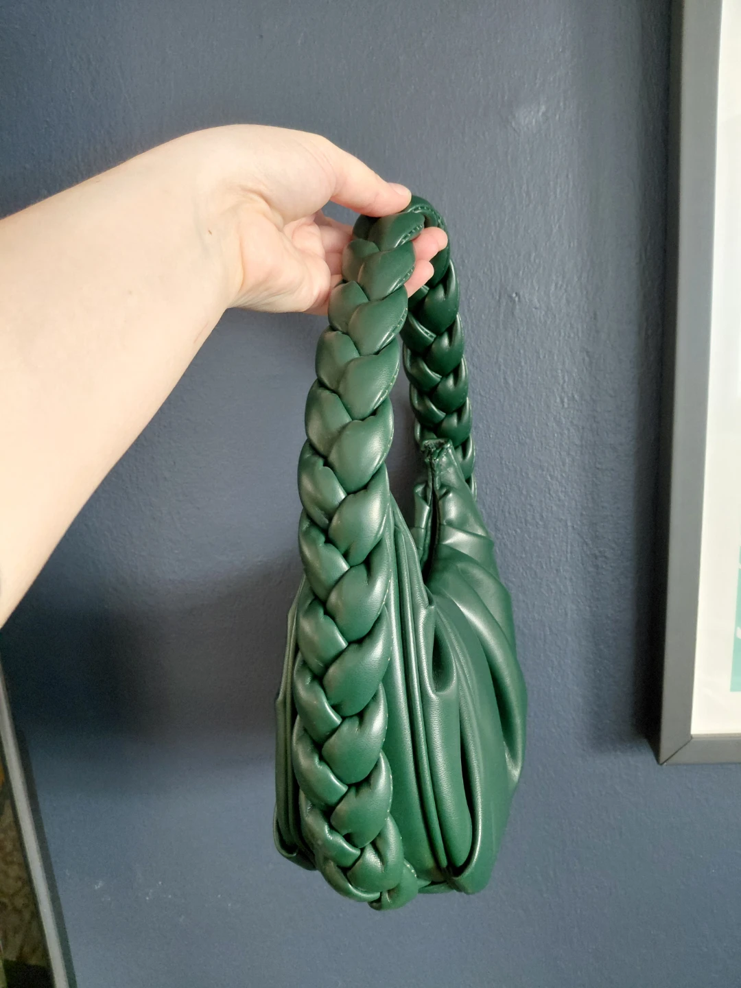 Green Handbag with Braided Handle - photo 2