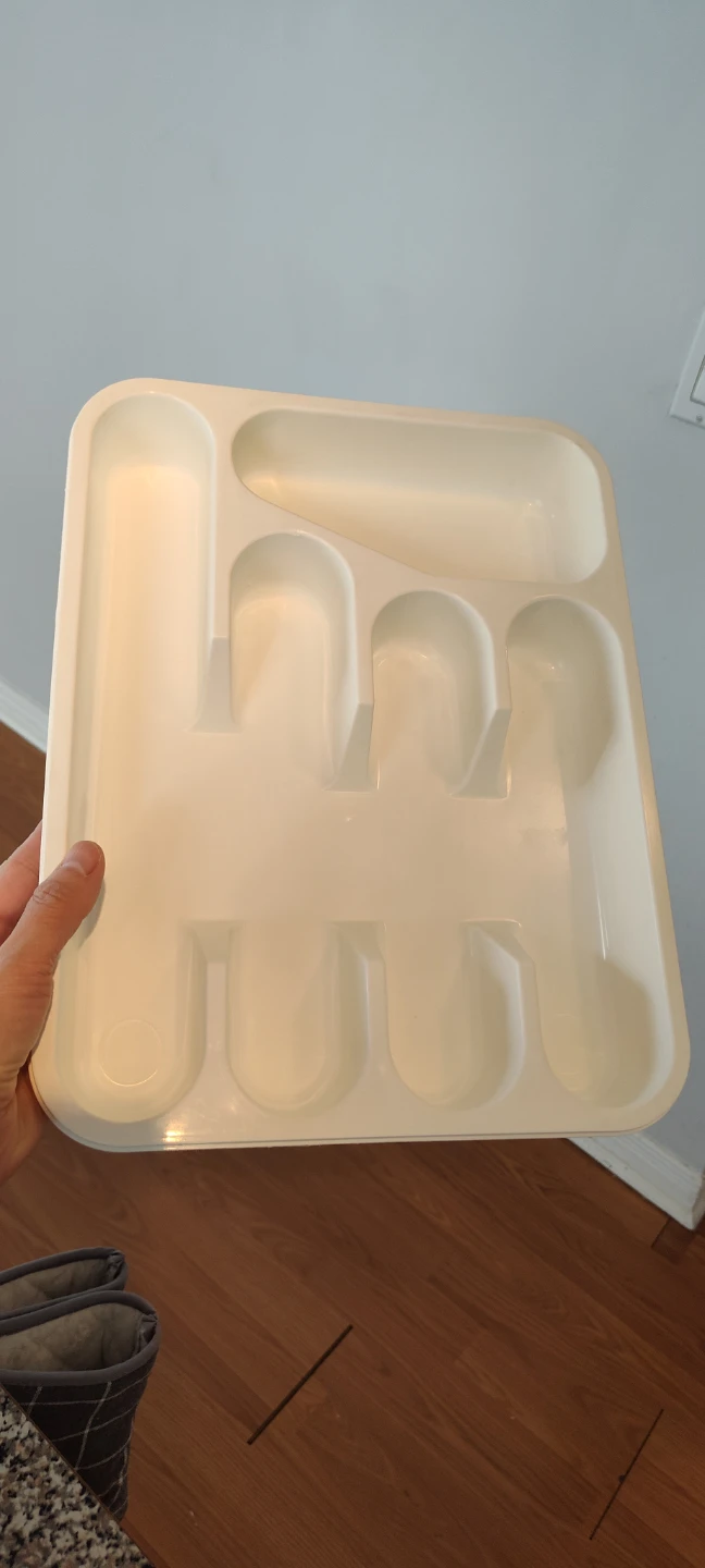 White Plastic Cutlery Drawer Organizer Tray - photo 2