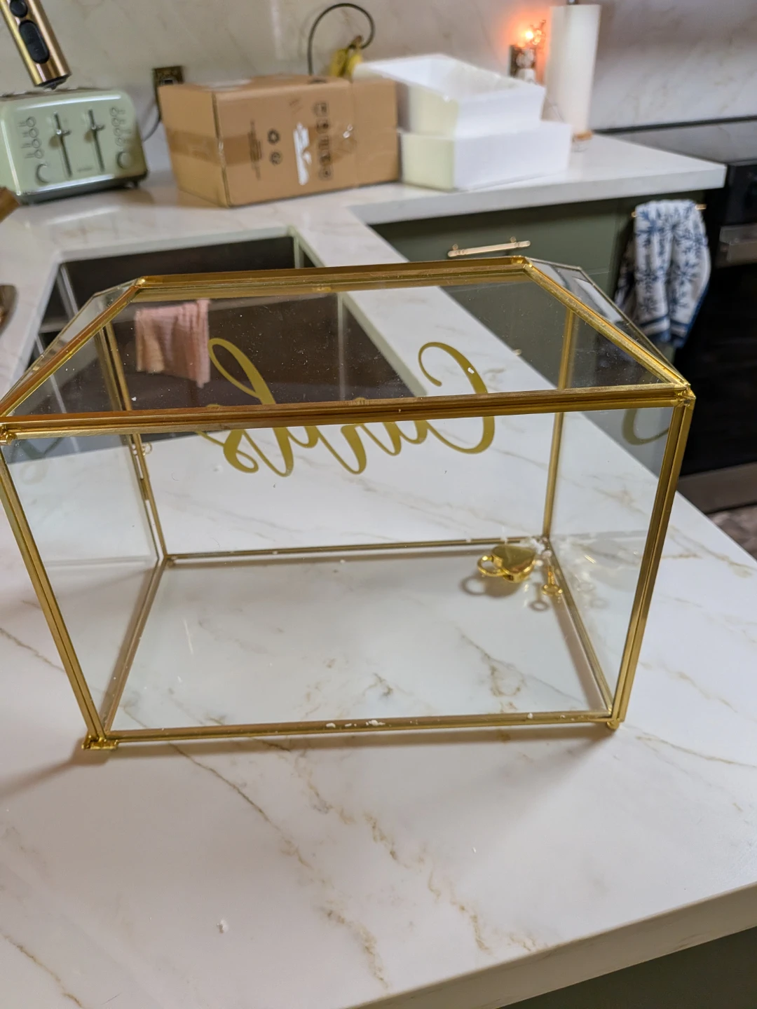 Glass Card Box with Gold Trim - photo 3