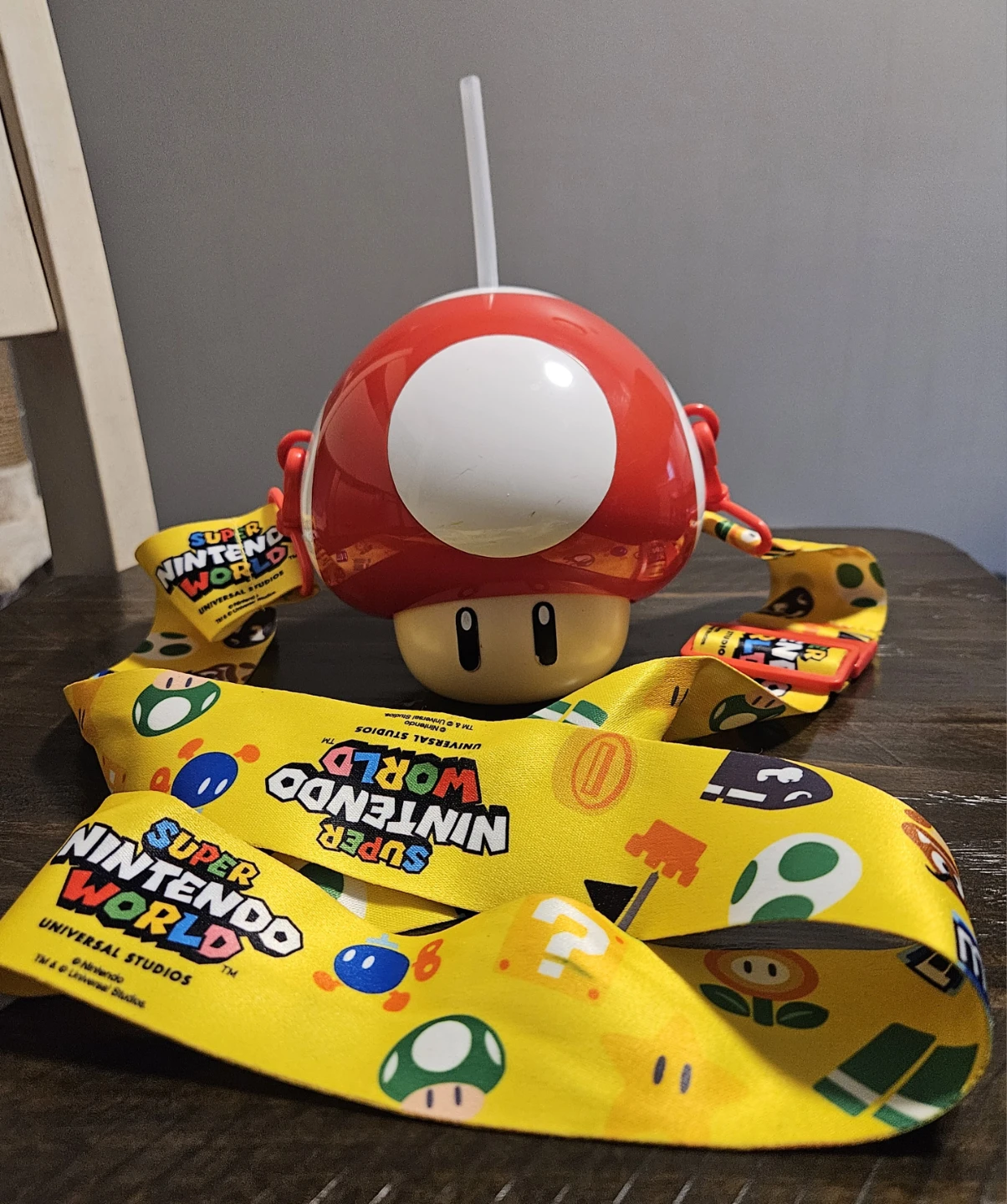 Super Nintendo World Mushroom Bottle with Lanyard