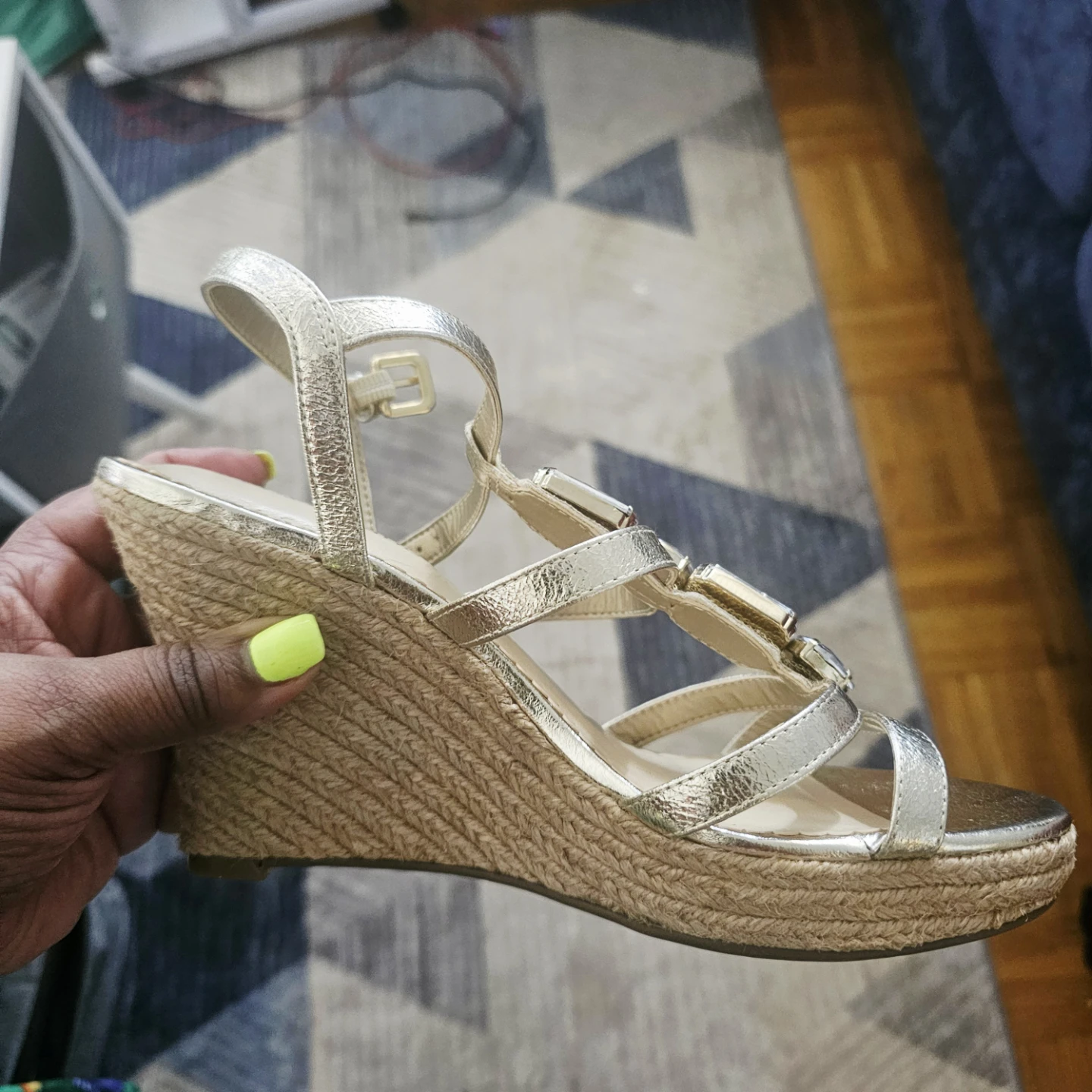 Kelly & Katie Gold Wedge Sandals