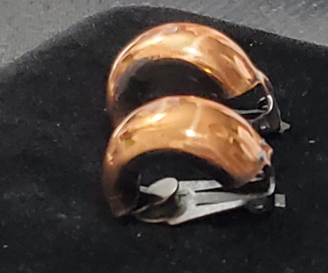 Vtg. Genuine copper Clip-on Hoop Earrings - photo 3