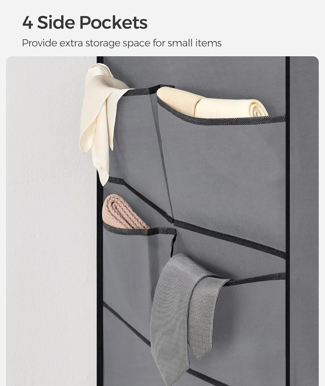 SONGMICS Grey Portable Wardrobe with Hanging Rail - photo 5