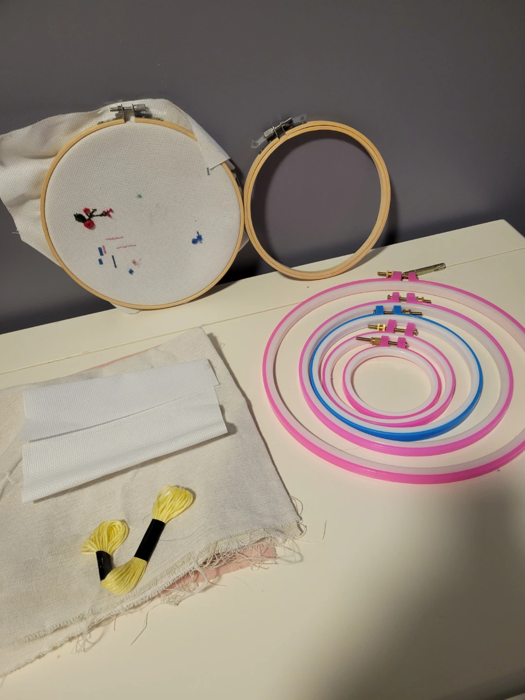 Embroidery Hoops and Fabric Set