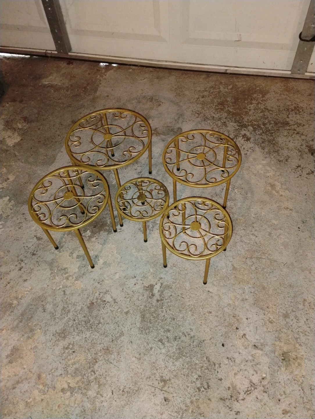 Set of 5 Gold Metal Plant Stands