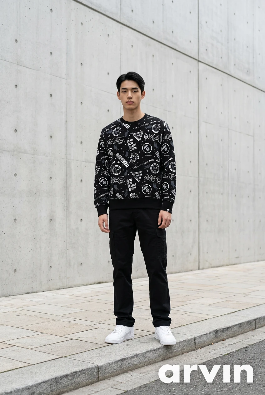 AAPE by A Bathing Ape All-Over Print Crewneck Sweater