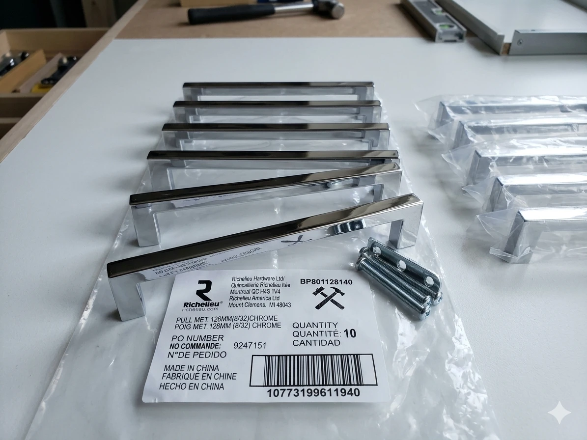 Richelieu Chrome Cabinet Hardware Pulls 128mm | Lot of 10 |