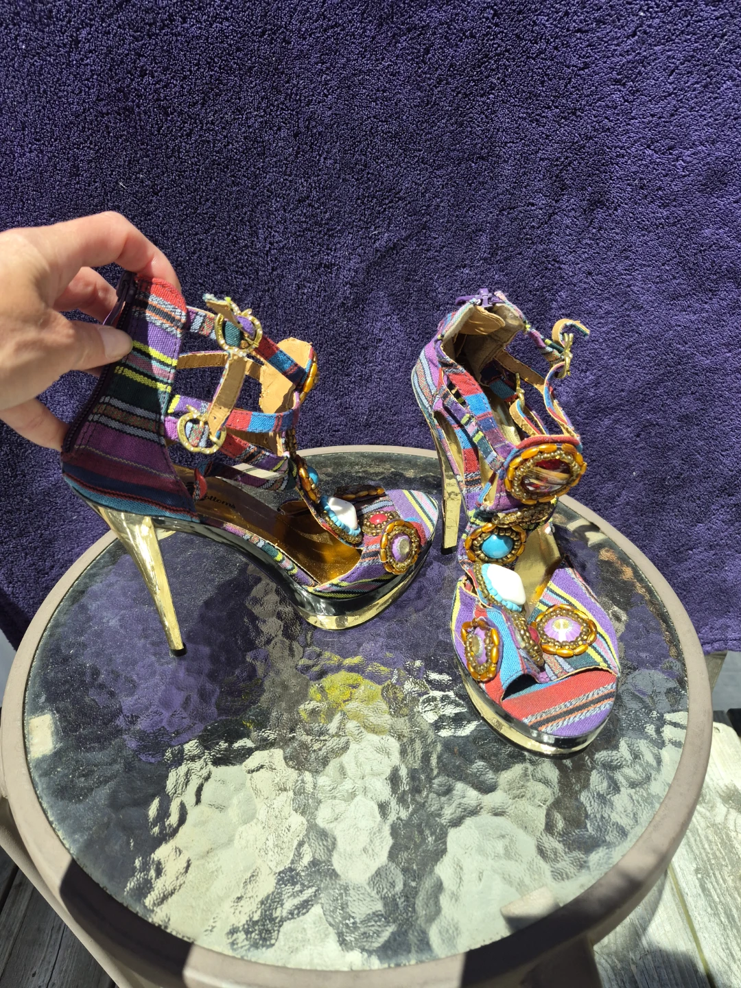 Colourful Embellished High Heel Sandals - Size 7 - photo 2