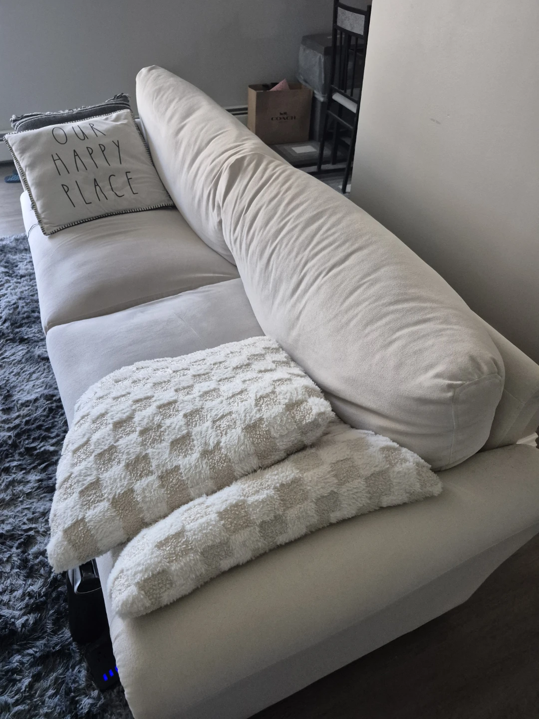 Used Cream Sofa with Pillows - photo 3