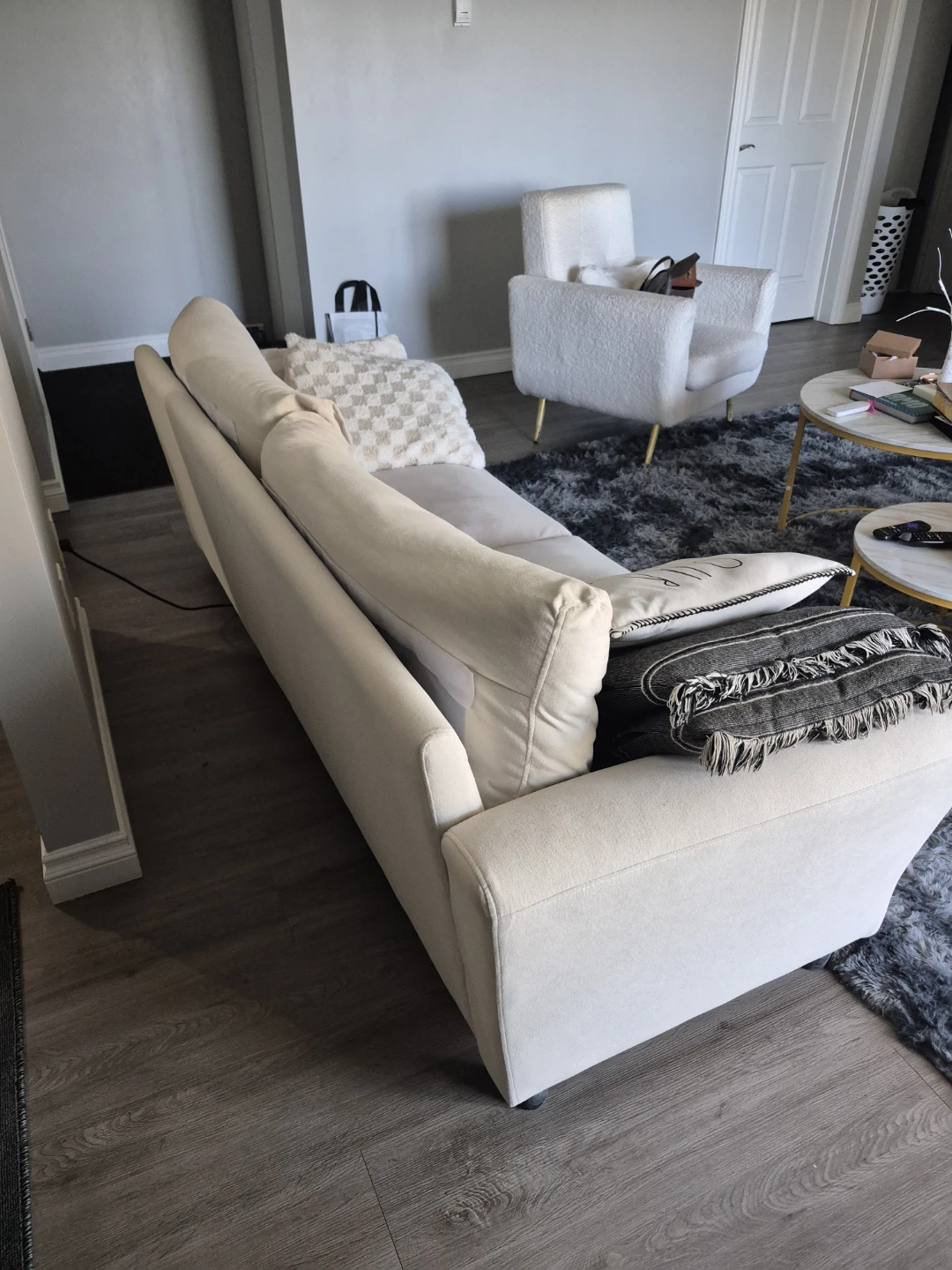 Used Cream Sofa with Pillows - photo 4