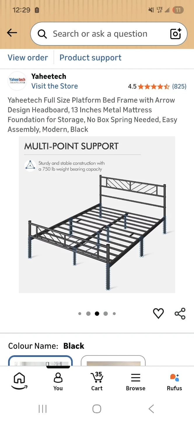Full Size Black Metal Bed Frame with Arrow Design Headboard - photo 5