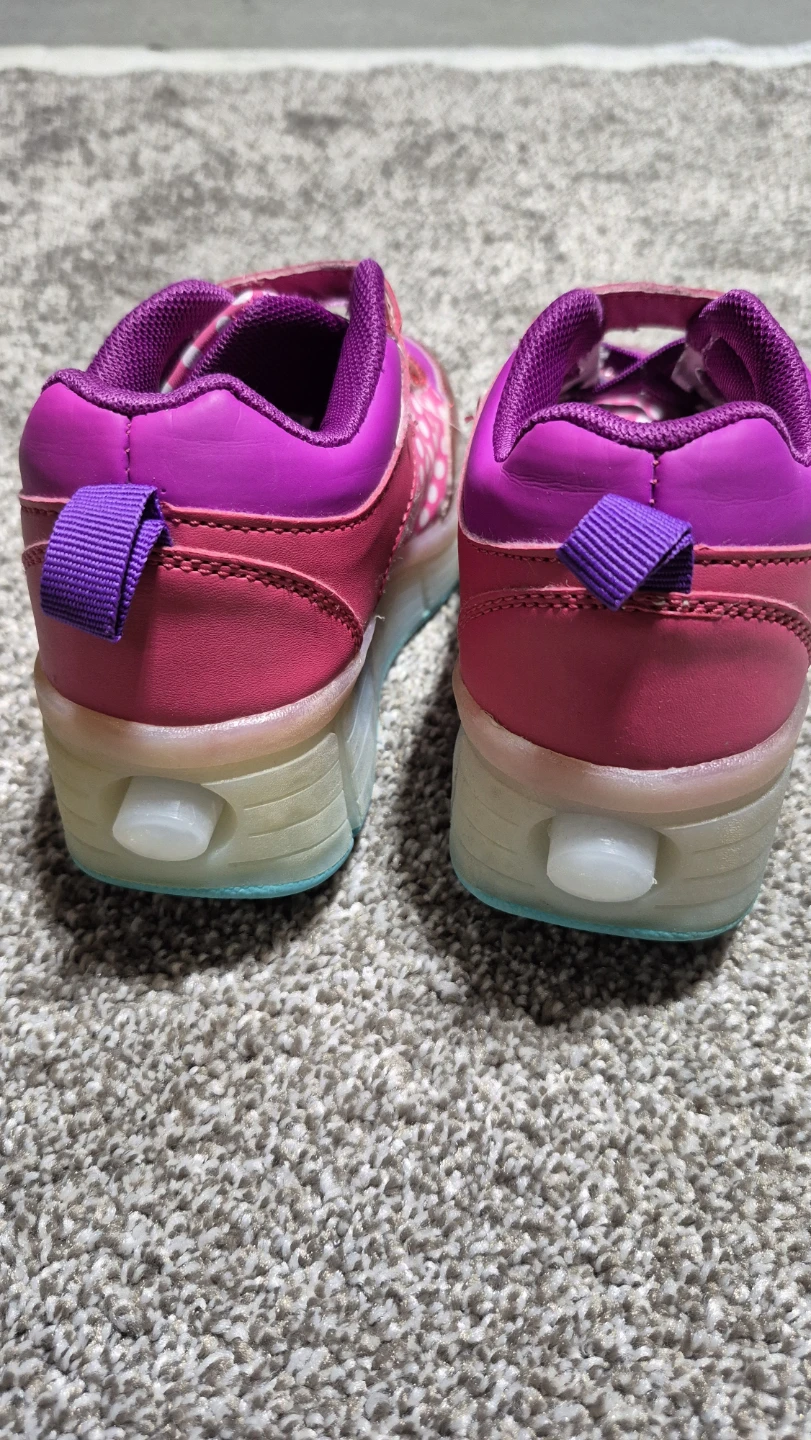 Polly Pocket Pink White Dot Roller Shoes Size Toddler 11 - photo 2