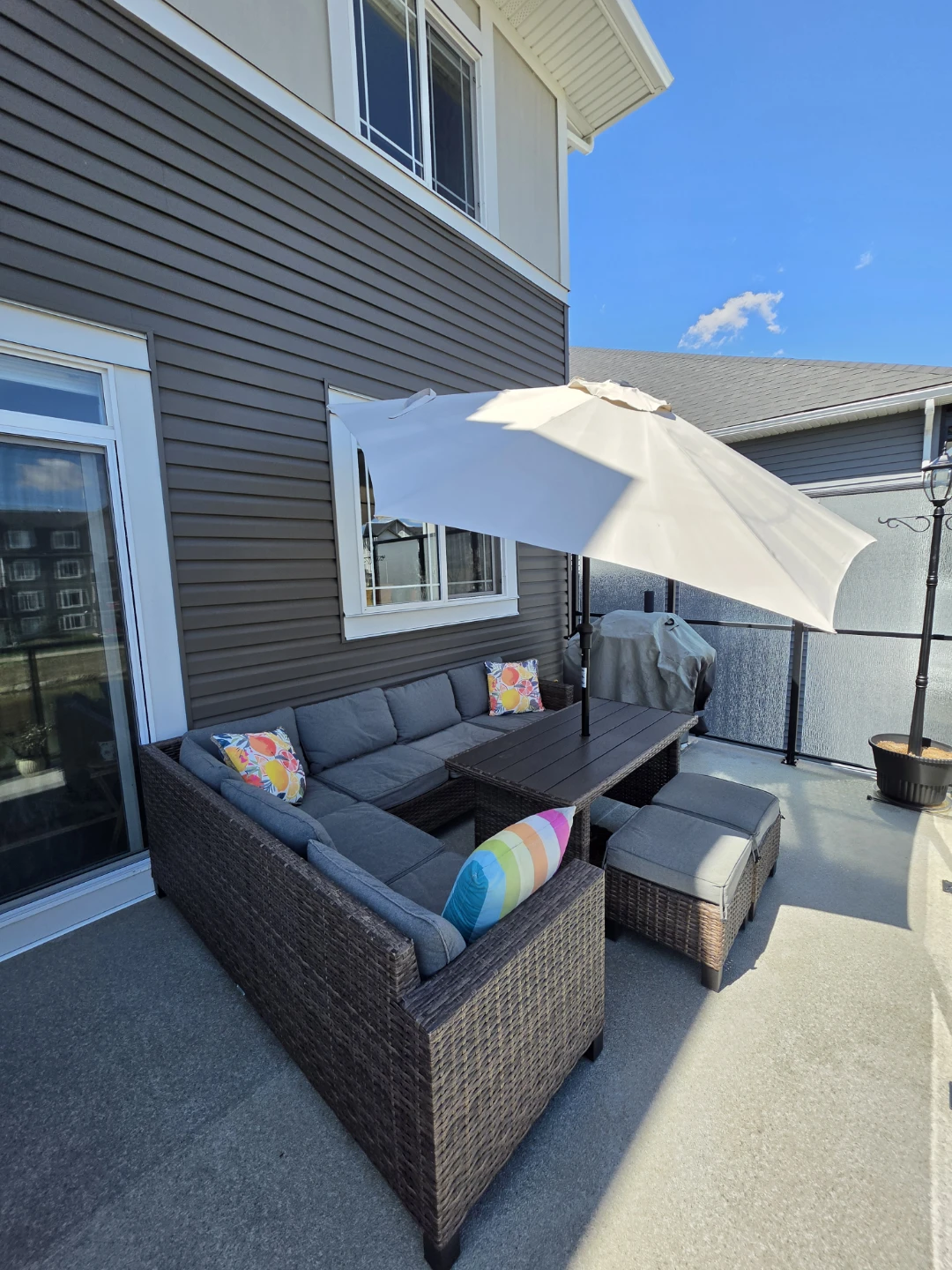 Wicker Patio Sectional Sofa Set with Table and Ottomans
