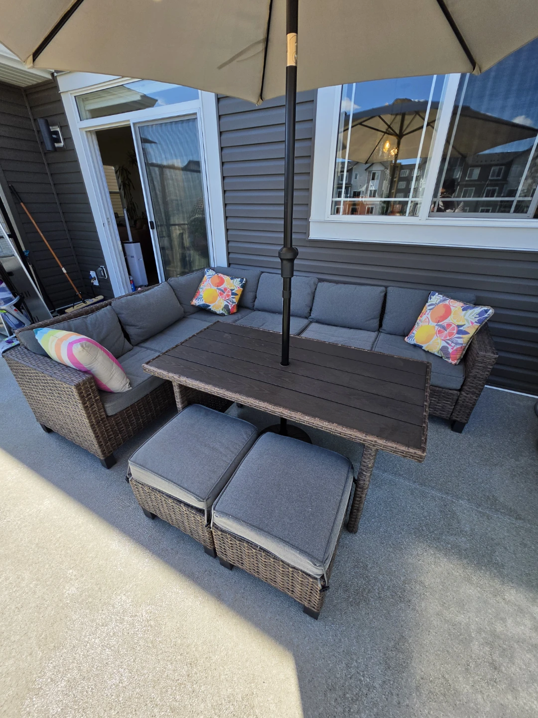 Wicker Patio Sectional Sofa Set with Table and Ottomans - photo 4