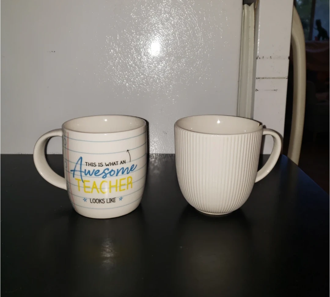 Two White Mugs - One Teacher Themed