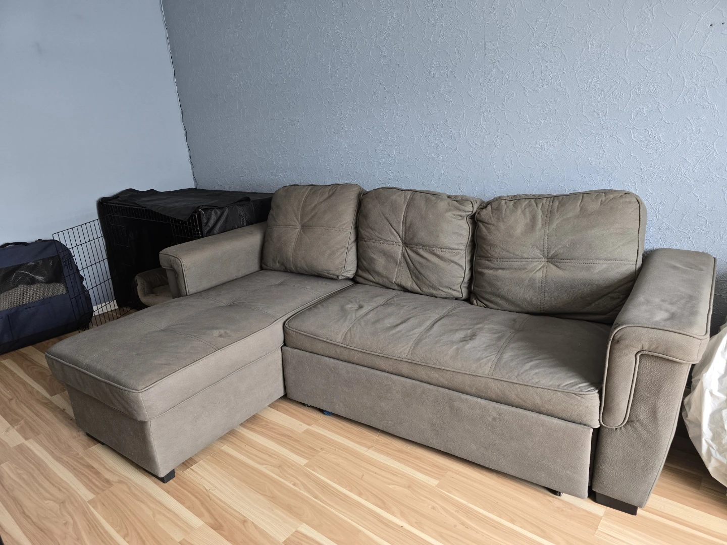 Grey Sectional Sofa with Pull-out Bed - photo 2